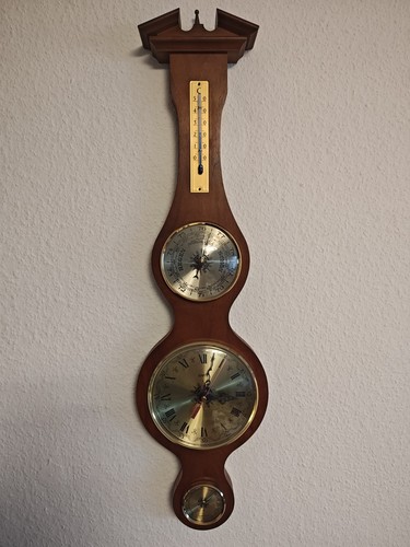 Wetterstation mit uhr holz - wetterstation,